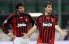 AC Milan’s Kaka and team mate Kaladze react during their Italian Serie A soccer match against Torino in Milan.